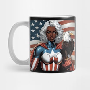 America Black Female Comic Book Superhero Bald Eagle Patriotic July 4 Mug